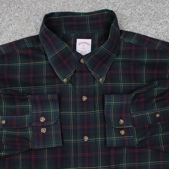 Brooks Brothers 346 Shirt Mens XL Blue/Green/Yellow/Red Non-Iron 100% Cotton L/S - Picture 1 of 13